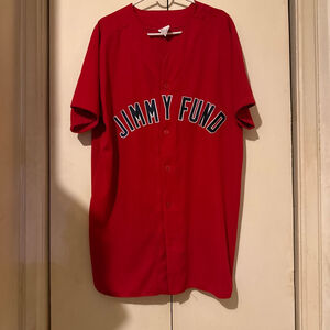 Men's Athletic Knit Red Jimmy Fund Baseball Jersey XL Cancer Research